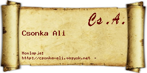 Csonka Ali névjegykártya